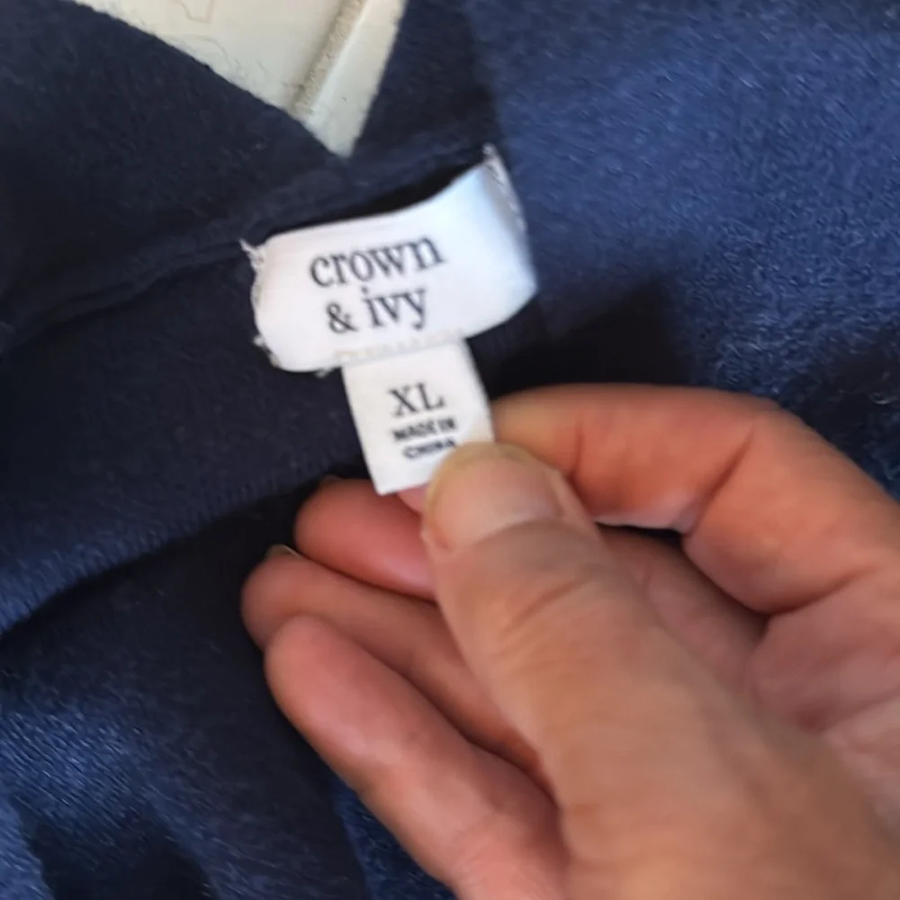 Crown‎ & Ivy Navy Cardigan with Tan Stripes